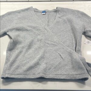 Old Navy Gray V-Neck Wrap Sweater
